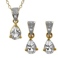 White Topaz and Diamond Drop Pendant and Earrings 202//202